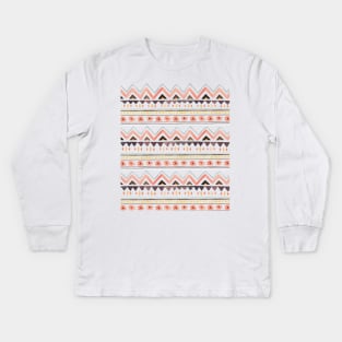 southwest inspired pattern in white Kids Long Sleeve T-Shirt